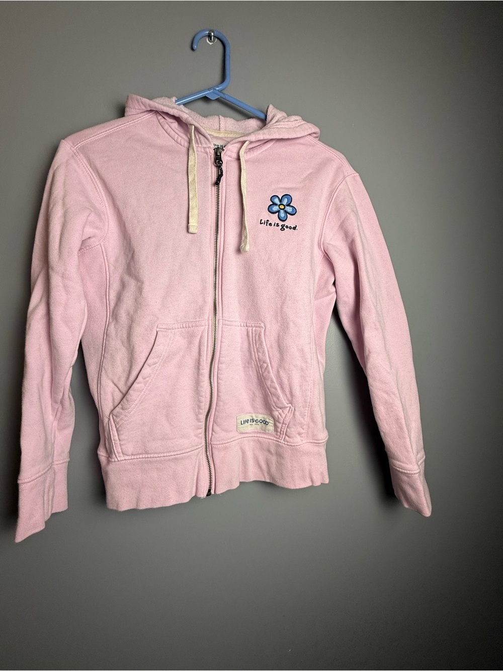 Life is Good Seashell Pink "Simply True" Fleece Zip Hoodie Womens Sz S